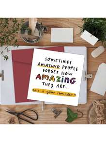 1pc You're Amazing Card - Thank You Card, This Is Your Reminder You're Amazing, Congrats, Proud Of You, Appreciation Card