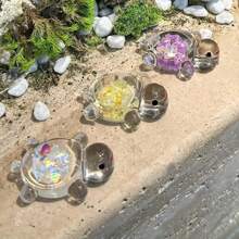 10 pièces Pendentif de tortue de mer lumineux et pailleté, breloques à thème anime sous emballage opaque en acrylique, convient pour créations de bijoux, colliers, boucles d'oreilles, porte-clés, décoration intérieure et extérieure, sans alimentation électrique, idéal pour Noël, Pâques, Thanksgiving, décoration de tortue de mer