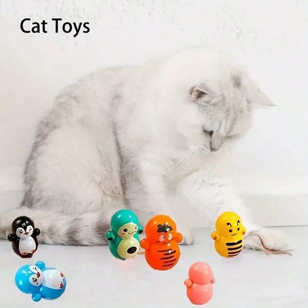 10pcs/20pcs Cat Rolling Toys, Random Assorted Styles, Cat Companion Interactive Toys, Battery Free; Mini Roly-Poly Cat Toy