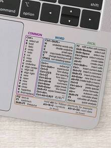 1pc Transparent Laptop Excel Shortcut Sticker, Convenient Quick Reference, Good Office Assistant, Easy To Stick, 3.93*3.54 Inch