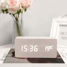Smart Life Wooden Clock Alarm Clocks For Bedroom Table Clock Home Electronics Device Decoration Morning Bedside Table Clock Voice Control Desk Digital Alarm Clock Home Decor Room Decor