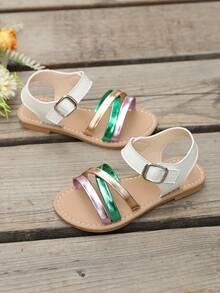 Sandal cho bé gái Giày công chúa Hàn Quốc Đế mềm Thời trang cho bé gái và Dép xỏ ngón đi biển thoải mái - trắng - Xem 4