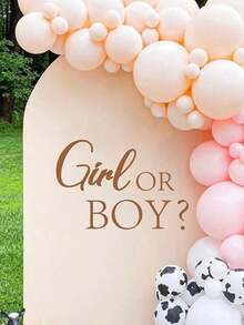 1 Pc "GIrl OR Boy" Pvc Wall Sticker Baby Shower Decal Logo Gender Reveal Party Wall Arch Decoration Stickers Party Self-Adhesive Removable Sticker Logo Baby Room Decoration Stuff - Multicolor - View 3