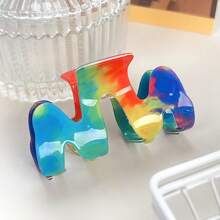 1 pièce Pince à cheveux en forme de M avec design arc-en-ciel de dopamine, clip à cheveux coloré et frais, accessoire de cheveux élégant pour femme, pince à cheveux d'été