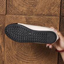 1 par de zapatos planos de mujer de moda, diseño de patchwork de color en bloques, elegantes con lazo, tipo bailarina slip-on, punta redonda, color beige, transpirables y cómodos, adecuados para uso diario en todas las estaciones