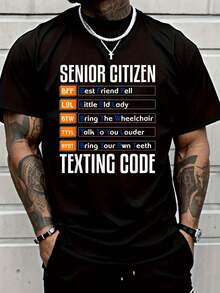 100% Cotton Shirt Black Senior Citizen Texting Code - Funny Senior Texting Code T-Shirt Men Shirt - Black - View 1
