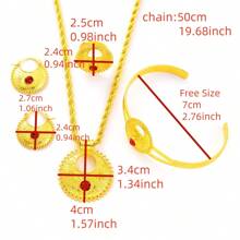 Set de 4 piezas de joyería clásica geométrica para mujer: collar, aretes, anillo, brazalete. Regalo de joyería de boda de lujo africana y de Dubai