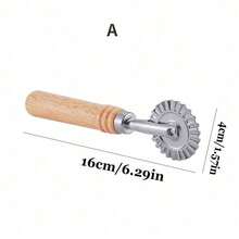 1Pc Stainless Steel Pastry Press Mold with Wood Handle Dumpling Lace Embossing Stamp and Ravioli Cutter for Baking and Pasta Making. - Apricot - View 8