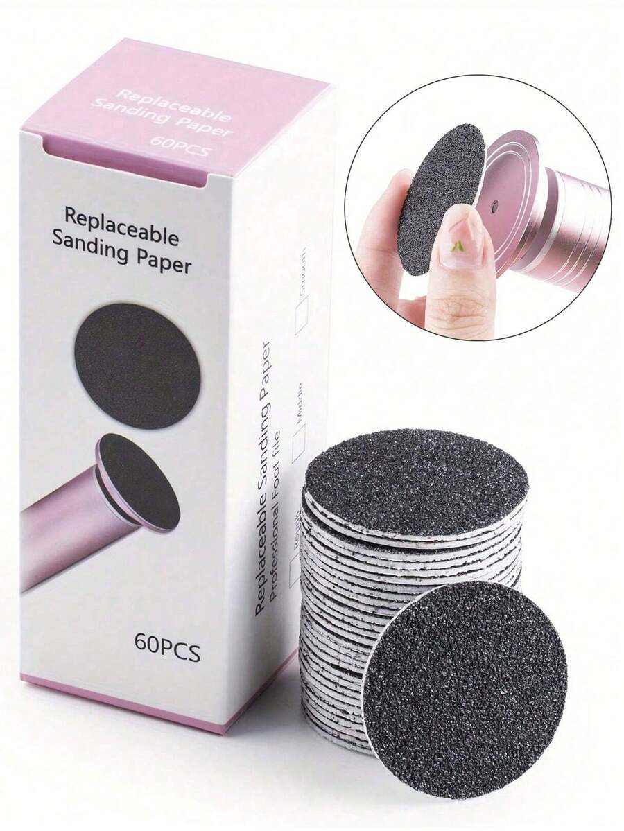 60Pcs/Box Replacement Roller Sheet For Foot Care Tool, Head Electronic Pedicure Foot File Hard Skin Remover Refills,Universal Extra Coarse Replacement Roller Refill Heads Electronic Perfect Foot File Electric Callus Remover Accessories