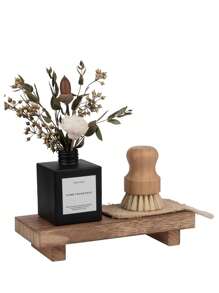 Bandeja de jabón pequeña para fregadero de cocina, soporte de madera para dispensador de jabón, decoración de baño estilo granja, accesorios de cocina, decoración de tocador y encimera