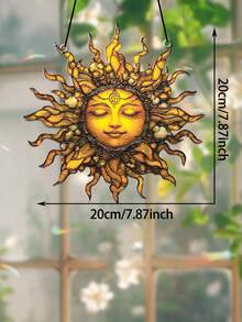 1 Pieza Colgante de ventana de acrílico con diseño de sol - Decoración de pared estilo sol, arte bohemio y espiritual para primavera y verano, regalo perfecto para el Día de la Madre y bodas, ornamento con forma de sol para el hogar, jardín o patio (RETIRE LA PELÍCULA PROTECTORA ANTES DE USAR, HECHO DE ACRÍLICO, NO DE VIDRIO)
