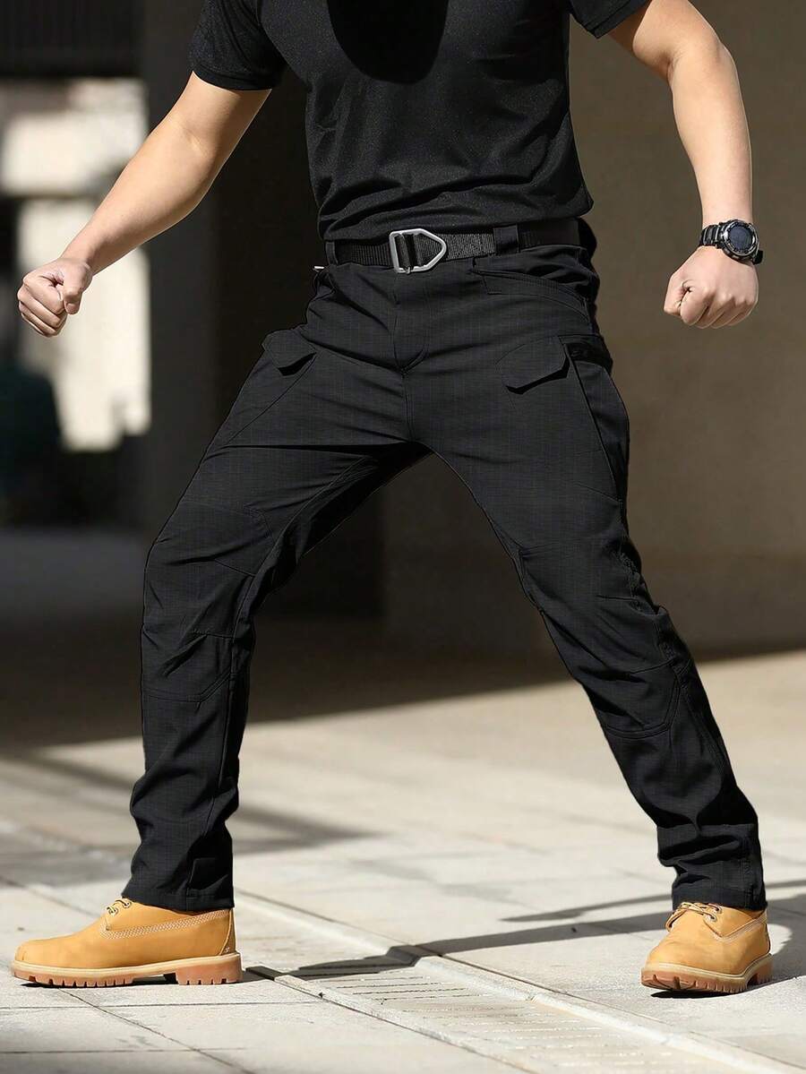 Men's Tactical Pants With Multiple Pockets, Multi-Pocket Design For Hiking & Outdoor Adventures, Camping Gear - 黑色 - 查看 1