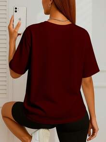 Women's Basic Duck T-Shirt Workout Cotton Shirt Fashion Blogger - Màu Tím - Xem 2