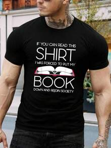 Camiseta divertida para amantes de los libros | Camiseta sarcástica para lectores - 'Obligado a dejar mi libro' - Regalo para ratones de biblioteca, lectores, bibliotecarios y profesores - Negro - Ver 1