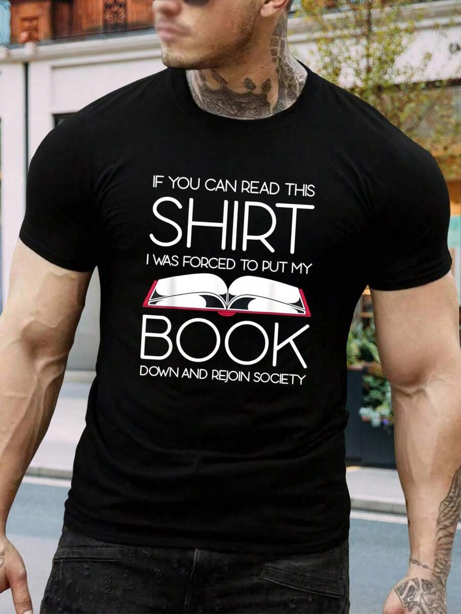 Camiseta divertida para amantes de los libros | Camiseta sarcástica para lectores - 'Obligado a dejar mi libro' - Regalo para ratones de biblioteca, lectores, bibliotecarios y profesores - Negro - Ver 1
