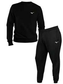 Men's Round Neck Sweatshirt + Sports Gym Pants Kit Set Promotion - Black - View 1