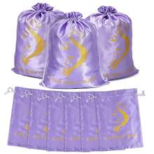6PK Satin Wig Bags With Drawstring - Silk Hair Storage Bags Multiple Wigs, Bundles, Extensions (Pink) - Purple - View 9