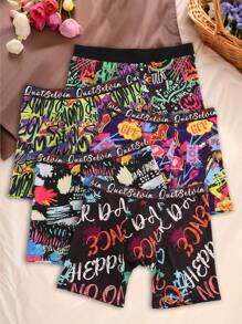 Random 10-Pack Graffiti Print Boxer Briefs Novelty And Cool Pattern Four-Corner Design Men's Fashion Shorts
