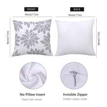 4 件套简约日常灰色几何“甜蜜之家”枕套，单面印花柔软桃色天鹅绒材质，45*45 厘米/50*50 厘米/40*40 厘米靠垫套适用于室内装饰、派对、礼物