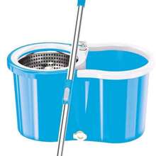 360° Magic Spin Microfiber Mop Set With Dual Steel Heads For Efficient Household Floor Cleaning - Blue - View 2