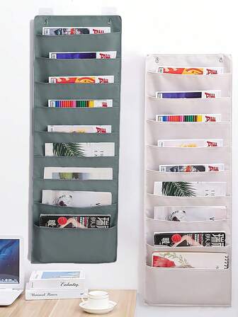 1 件悬挂式墙壁文件整理器，9 个口袋门上杂志文件夹，壁挂式存储挂袋，适用于办公室教室。