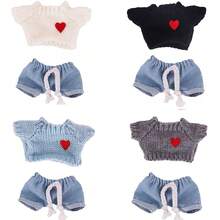 17厘米二代拉布布坐姿派对爱心毛衣+牛仔裤服装吊坠，玩偶服装 - 彩色 - 查看 1