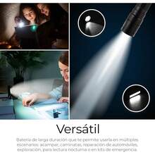 6 Linternas LED Recargables, Lamparas de Mano de 2,000 Lumenes, 3 Modos de Iluminacion, 6,000 Horas de Vida Util, Cada Linterna Incluye Cable de Carga y Estuche - Negro - Ver 10