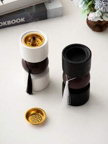 1pc Retro Minimalist Black & White Resin Ball Incense Burner With Silver Metal Incense Holder, Suitable For Home Prayer, Home Decor, Office Decor, Dining Table Decor, Family Activity Room Decor - Multicolor - View 7