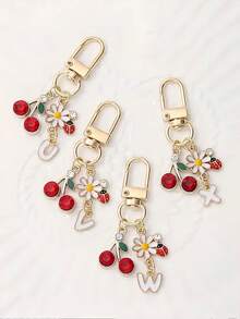 1 件合金 A-Z 字母樱桃雏菊甲虫字母吊坠钥匙扣时尚创意设计生日礼物配饰、母亲节礼物女士、夏季包包挂饰、女士时尚配饰、鲜艳的花朵设计、耐用的金属钥匙扣、美观的礼物创意、新奇钥匙扣 - 金色 - 查看 9