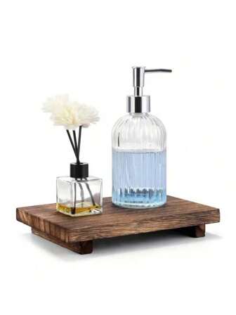 1 pièce Socle d'affichage en bois, Porte-savon en bois, Marchepied de style campagnard avec plateau et étagère en bois, Multifonctionnel pour salle de bain, évier de cuisine, savon, bougie, plateau de plante, décoration de la maison