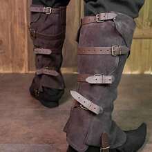 Ghetre medievale din piele întoarsă artificială pentru cizme, ghetre, cavaler războinic, apărători de picioare, accesorii pentru costume renascentiste pentru Halloween