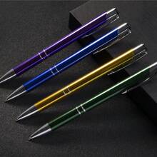 Penne a sfera di lusso personalizzate in metallo e alluminio con astuccio in pelle nera - strumenti di scrittura personalizzati per nome e sito web aziendale, regalo perfetto per uomini, anniversari, compleanni, regali di laurea - Multicolore - Visualizzare 7