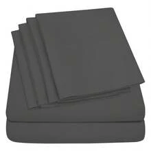 Juego de sábanas de 6 piezas de colores lisos Serie de 1600 hilos Ultrasuave 100% microfibra premium con bolsillo profundo - Para una comodidad máxima - Juego de sábanas ligeras y transpirables para un uso diario - Perfecto para regalar - 19 colores - Gris - Ver 2