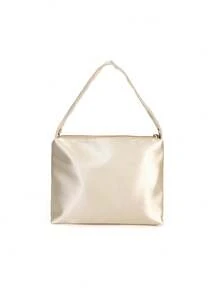 Plain Elegant Fashion Minimalist Satin Pearl Magnetic Triangular Handbag, For Parties, Weddings, Galas, Gatherings - Champagne - View 4