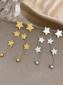 1Pair Five Pointed Star Tassel Earrings Elegant Dangle Earrings For Women Fashion Dangle Earrings For Party Daily Jewelry Birthday Gifts