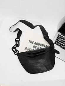 DareSee 时尚软皮腰包女士斜挎包链条单肩腰带包时尚设计师斜挎胸包腰包音乐节Y2K音乐节返校季秋冬季礼物音乐节 - 黑色 - 查看 4