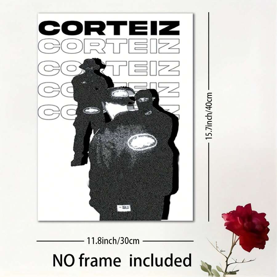 1pc Unframed Canvas Wall Art Poster - "Corteiz" Streetwear Urban Art, Retro Fashion Design With Silhouettes, Black & White, Perfect For Home Office Or Living Room Decor, Ideal Easter Festival Gift, Office Artwork Retro Streetwear Frameless Canvas, Wall Decor - Multicolor - View 1
