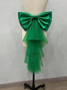 1 chiếc thắt lưng satin trắng trang trí nơ với dải ruy băng lưới bất đối xứng, phụ kiện ngày Valentine - Nhiều màu - Xem 28