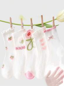 5 pares de calcetines delgados de malla, de fibra de poliéster suave, aptos para primavera y verano