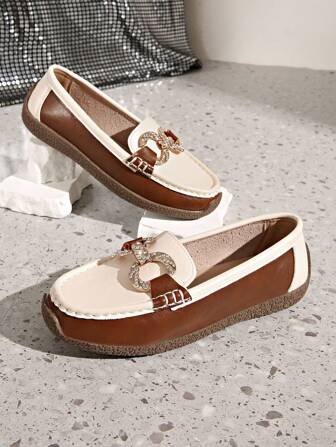 Bow Decor, Ladies Fashion Flat Loafers, Retro British Slip-On Flats, Comfortable Casual & Office Wear