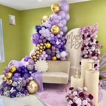 Purple Balloon Garland Kit Dark And Gold Arch Lavender Light Decoration For Princess Party Birthday