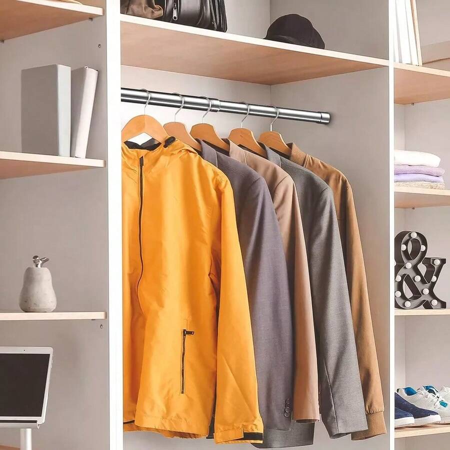 Extendable Stainless Steel Wardrobe Rail -Adjustable Clothes Hanging Rod, Rust-Proof For Bathroom, Balcony & Wardrobe (47-80cm/68-120cm) - Silver - View 1