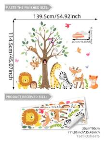 1 Set Cartoon Kiefer, Gänse, Wolke & Fuchs, Igel Wandaufkleber Dekoration für Kinderzimmer Hintergrund, Aufkleber, Wandtattoo, Vinyl Aufkleber für Heim-Dekorationen, Frühlingsdekoration Artikel um Ihr Zuhause aufzufrischen, Rama Dekorations Aufkleber Geschenke Geburtstag Abschluss - Verschiedenfarbig - Übersicht 17