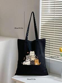 卡通可爱猫咪图案单肩包，轻便旅行手提包，多功能单肩包，背包，生日返校礼物，教师礼物，感谢礼物，欣赏礼物，礼品袋，可重复使用 - 彩色 - 查看 7