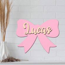 1件定制木质姓名牌，个性化姓名，独特领结设计，多种颜色可选，适用于卧室、客厅、家居装饰、婚礼、生日、情人节、派对、复活节等场合，可作为定制礼物或个性化礼物。 - 彩色 - 查看 14