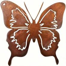 1pc Rustic Metal Butterfly Wall Art - Classic Iron Craft Hanging Ornament For Patio, Yard & Outdoor Garden Decor, No Power Needed, Antique Rust Finish, Butterfly Decorations