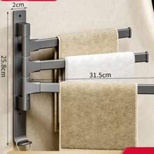 Handtuchhalter für das Badezimmer. Raumsparen Aluminium Handtuchhalter für das Badezimmer. Installationsmethode: Badezimmer Aufbewahrungsregal/Handtuchhalter ohne Bohren. Drehbarer mehrfachstangen Handtuchhalter für das Badezimmer, kein Bohren erforderlich