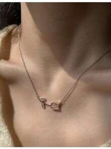 Collier tulipe en pierre d''œil de chat - Élégant et délicat collier ras-de-cou de style français, nouvelle collection Printemps/Été 2025