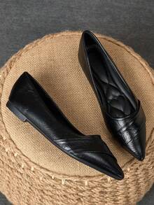 WHDXY 1 Pair Women Flat Slip-On Pointed Toe Loafers, Casual Work Office Commute Shoes, All Season