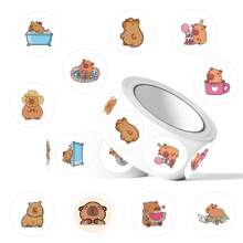 Rollo de 500 pegatinas de capibara de dibujos animados, decoración linda de capibara, regalos de capibara kawaii, pegatinas estéticas, pegatinas de vinilo resistentes al agua para botellas, computadoras, portátiles, teléfonos, equipaje, cuadernos, refrigeradores